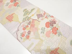 アンティーク　雪輪に花・古典柄織り出し袋帯（材料）